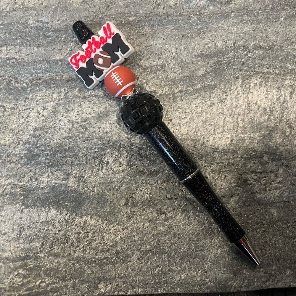 Handmade Beadable Football Mom Pen